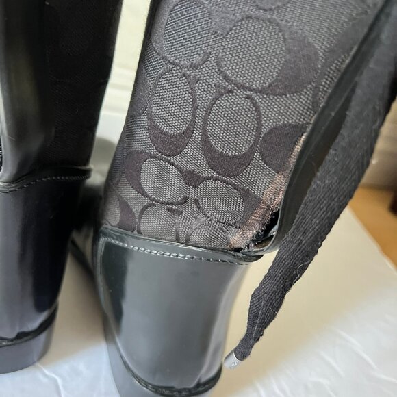 $400 COACH TRISTEE RAIN BOOTS LACE BACK MONOGRAM SIZE 8 US - Picture 6 of 9